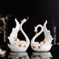 2pcs - ELEGANT CERAMIC SWAN COUPLE STATUES HOME DECORATION