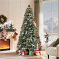6ft/7.5ft - PRE-LIT FROSTED CHRISTMAS TREE W/FOLDABLE BASE & PVC TIPS