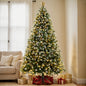 7.5ft - LARGE PRE-LIT ARTIFICIAL CHRISTMAS TREE, W/80 PINE CONES
