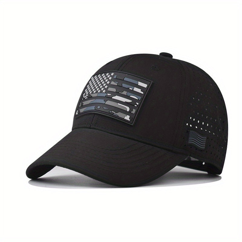 CAMOUFLAGED USA FLAG  SOFT TOP BASEBALL CAP