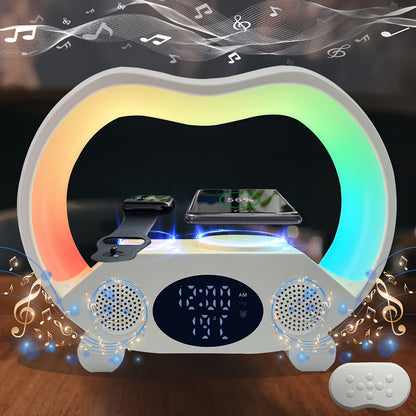 6-in-1 - NIGHT LIGHT, WIRELESS CHARGER/SPEAKER/ALARM CLOCK