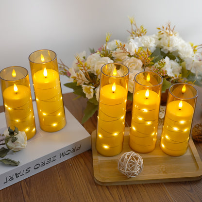 SET OF 7 - FLAMELESS FLICKERING LED CANDLES W/LED LIGHTS