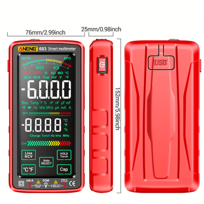PROFESSIONAL AUTO-RANGING TOUCH SCREEN DIGITAL MULTIMETER TESTER