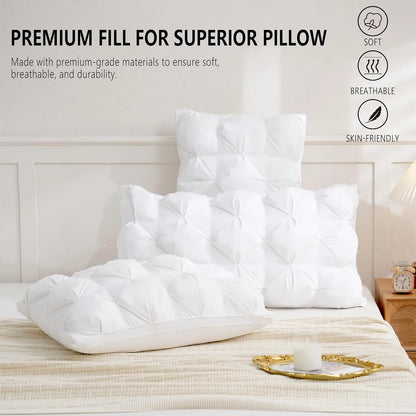 SET of 2 - QUEEN SIZE FLUFFY DOWN BED PILLOWS SOFT