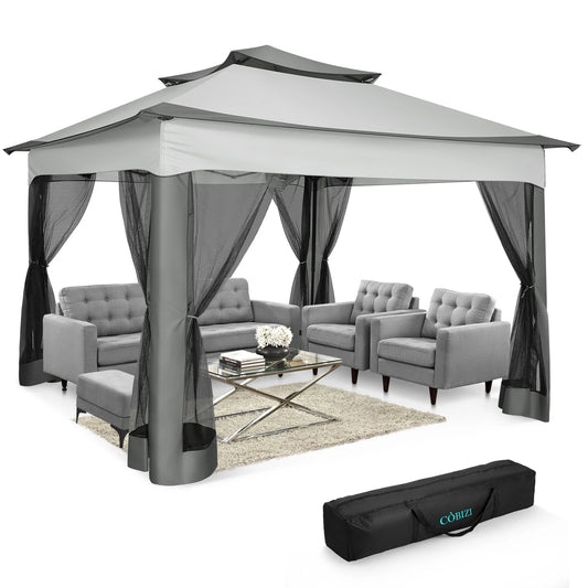 11x11ft POP-UP BACKYARD GAZEBO W/MOSQUITO NETTING & CARRYING BAG