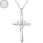 925 STERLING SILVER ZIRCON JEWELRY CROSS NECKLACE PENDANT