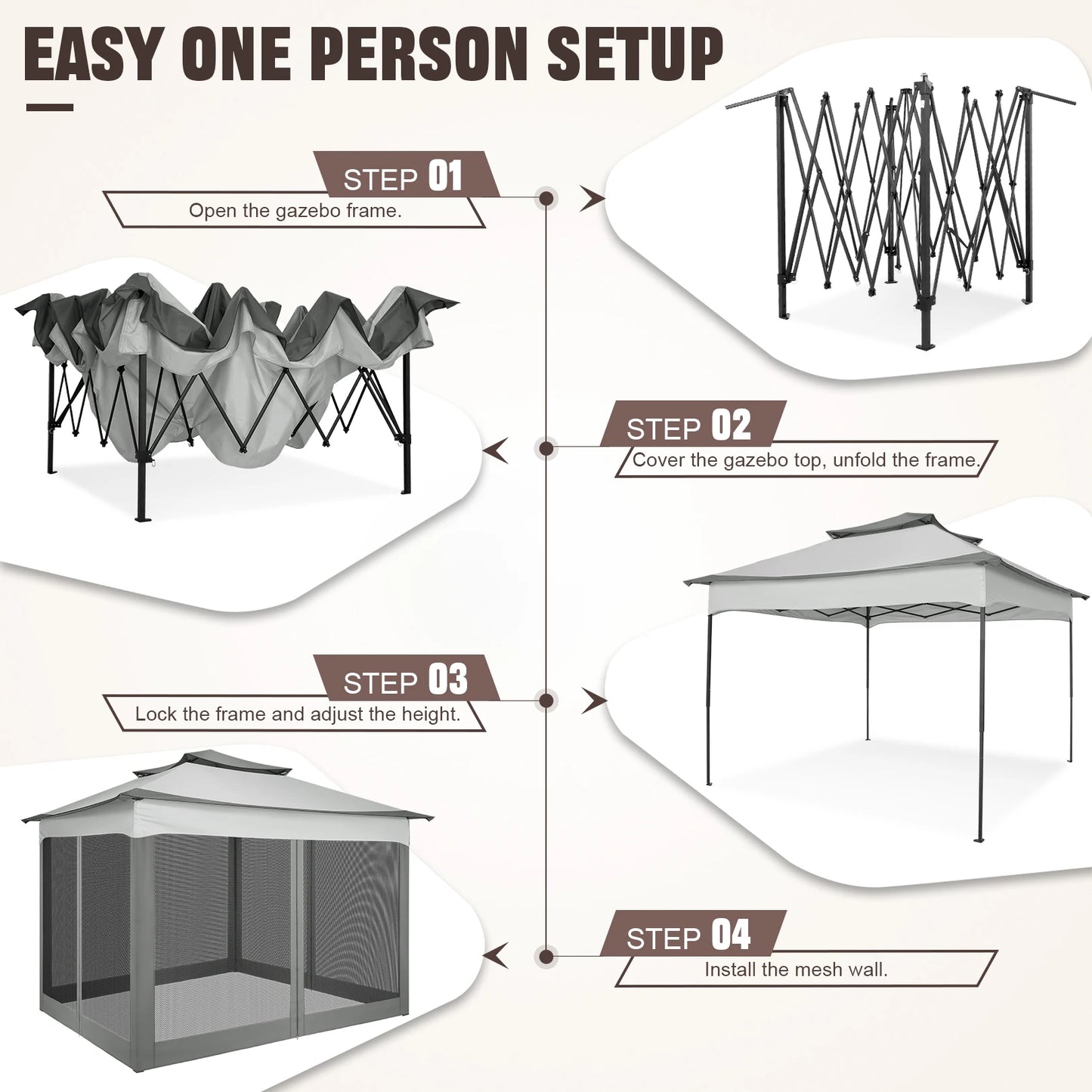 11-Feet x 11-Feet - Pop-Up Backyard Gazebo W/Mosquito Netting & Carrying Bag