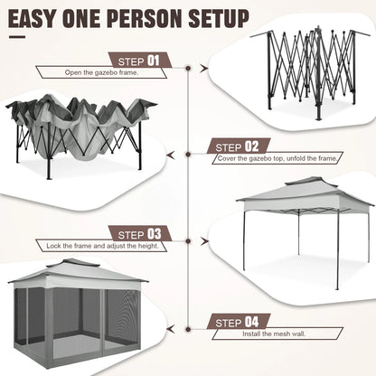 11-Feet x 11-Feet - Pop-Up Backyard Gazebo W/Mosquito Netting & Carrying Bag