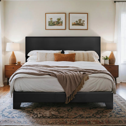 55 7/16in x 59in x 734.8in - SOFT LINEN UPHOLSTERED BED FRAME W/ADJUSTABLE HEADBOARD