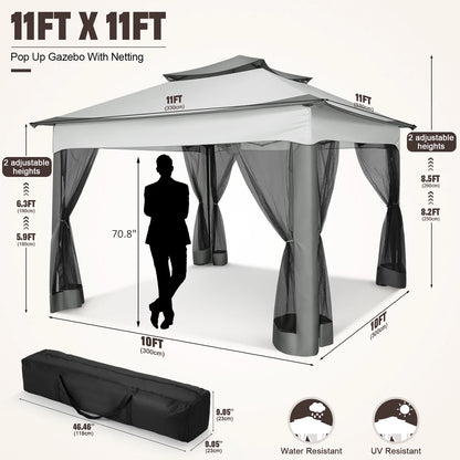 11-Feet x 11-Feet - Pop-Up Backyard Gazebo W/Mosquito Netting & Carrying Bag