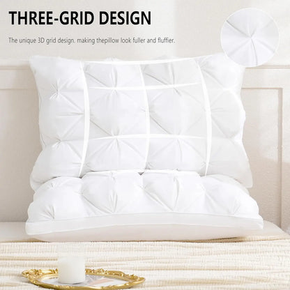 SET of 2 - QUEEN SIZE FLUFFY DOWN BED PILLOWS SOFT