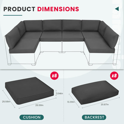 14 pcs Outdoor Deep Seat Patio Furniture Replacement Cushions
