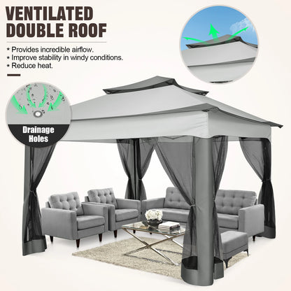 11-Feet x 11-Feet - Pop-Up Backyard Gazebo W/Mosquito Netting & Carrying Bag