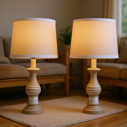 Set-of-2pcs, 18.5in - VINTAGE FARMHOUSE STYLE CERAMIC TABLE LAMPS