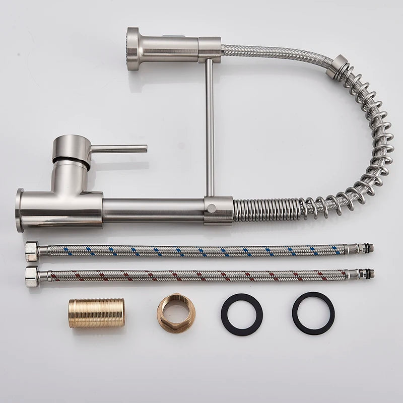 Stainless Steel Spring Brushed Kitchen Sink Faucet