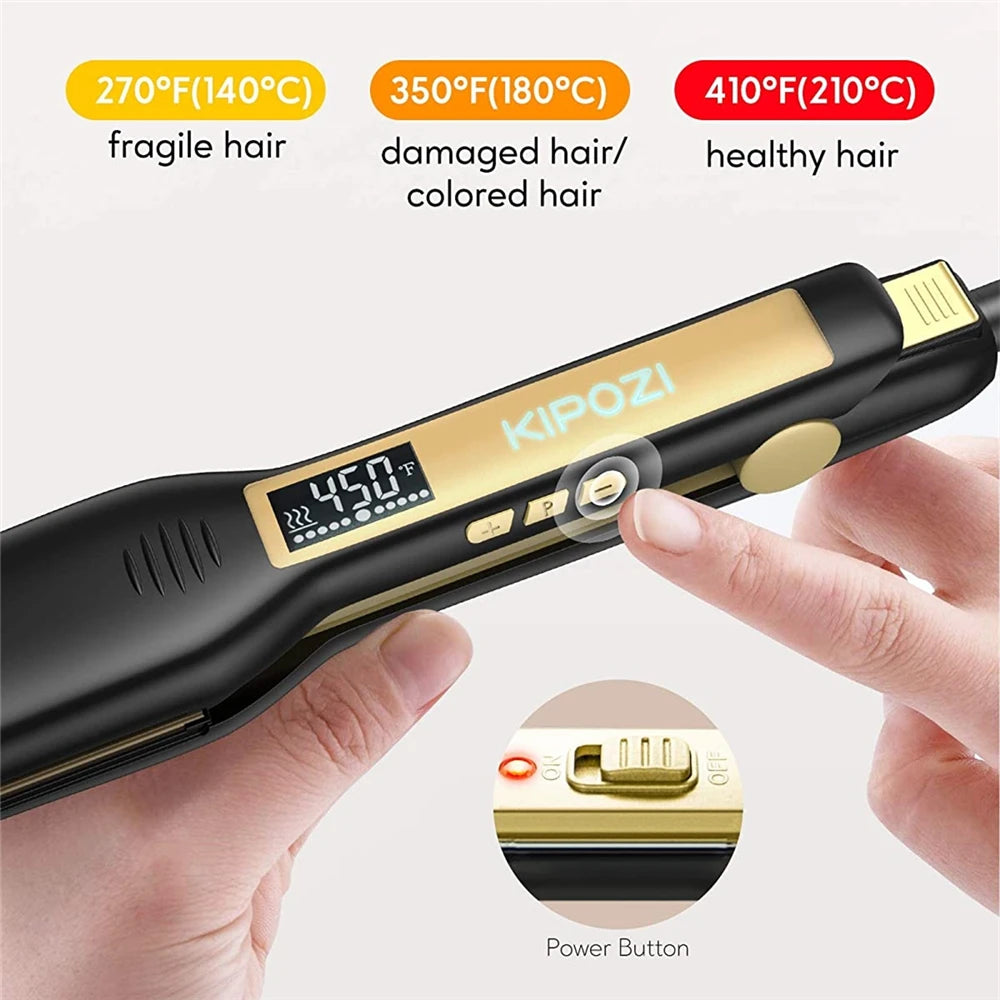Professional Titanium Flat Iron Hair Straightener W/Dual Voltage