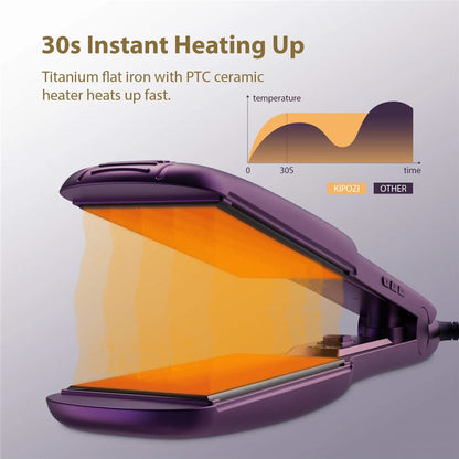 Professional Titanium Flat Iron Hair Straightener W/Dual Voltage