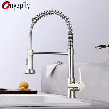 Stainless Steel Spring Brushed Kitchen Sink Faucet