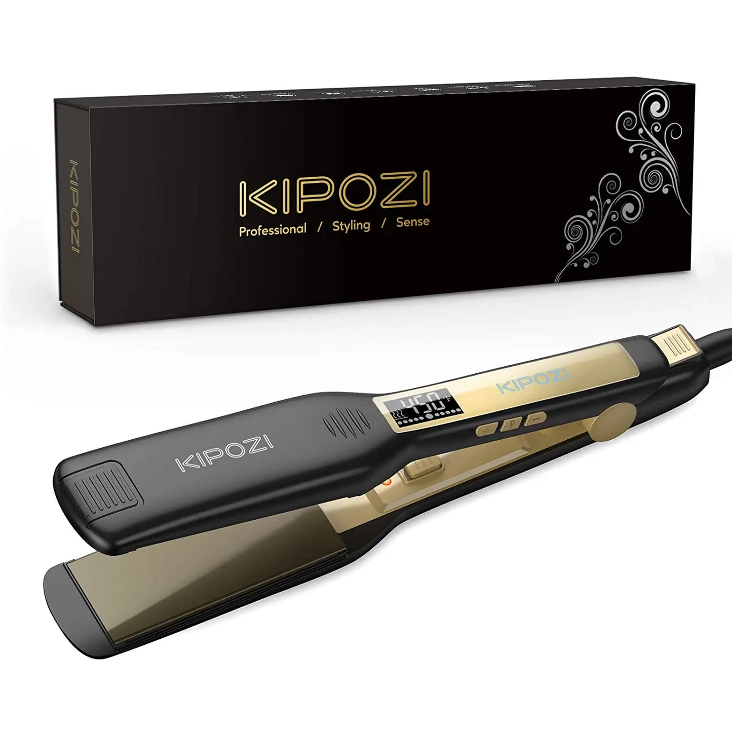 Professional Titanium Flat Iron Hair Straightener W/Dual Voltage