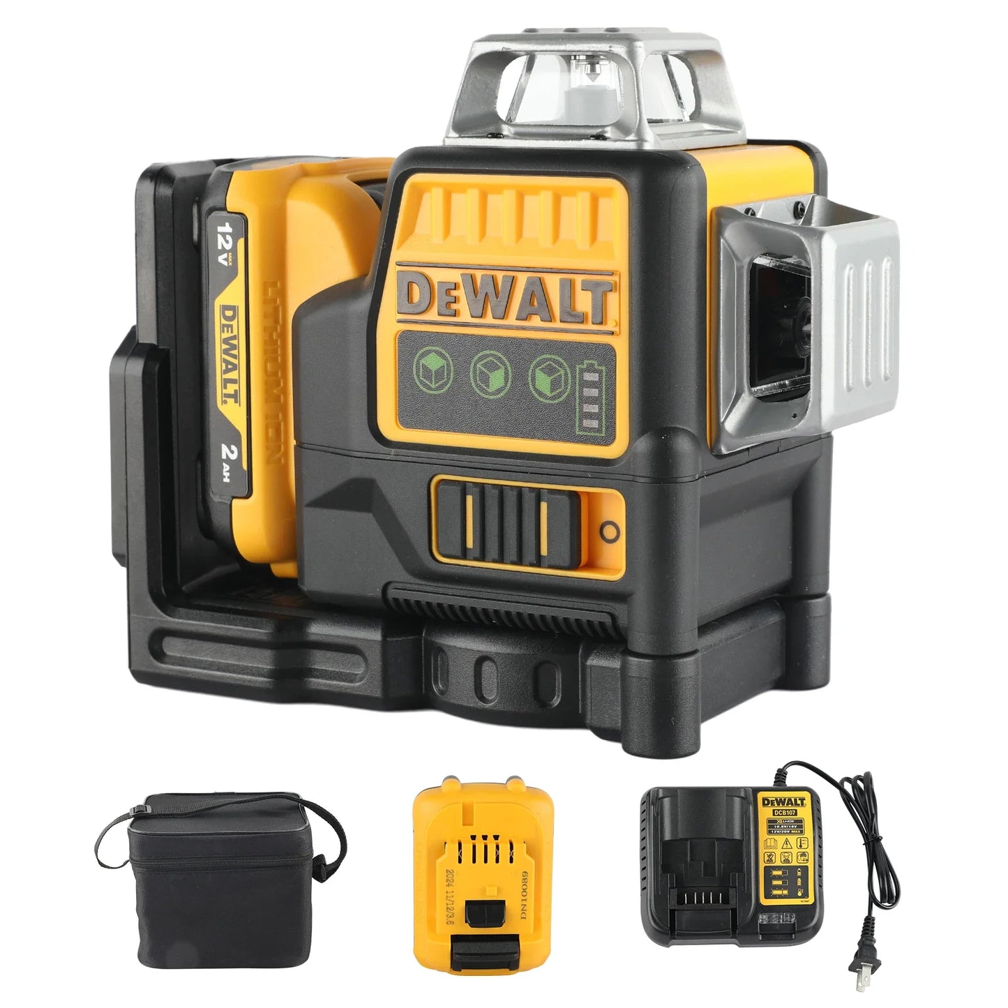 12V - DEWALT DW089LG INDOOR/OUTDOOR 12-LINES LASER LEVEL 3-SIDES VERTICAL 360-DEGREES
