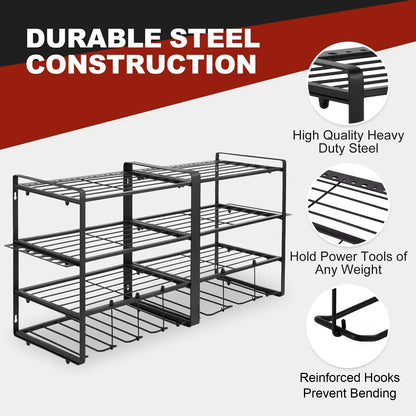 4-TIER - WALL MOUNTED POWER TOOL STORAGE ORGANIZER
