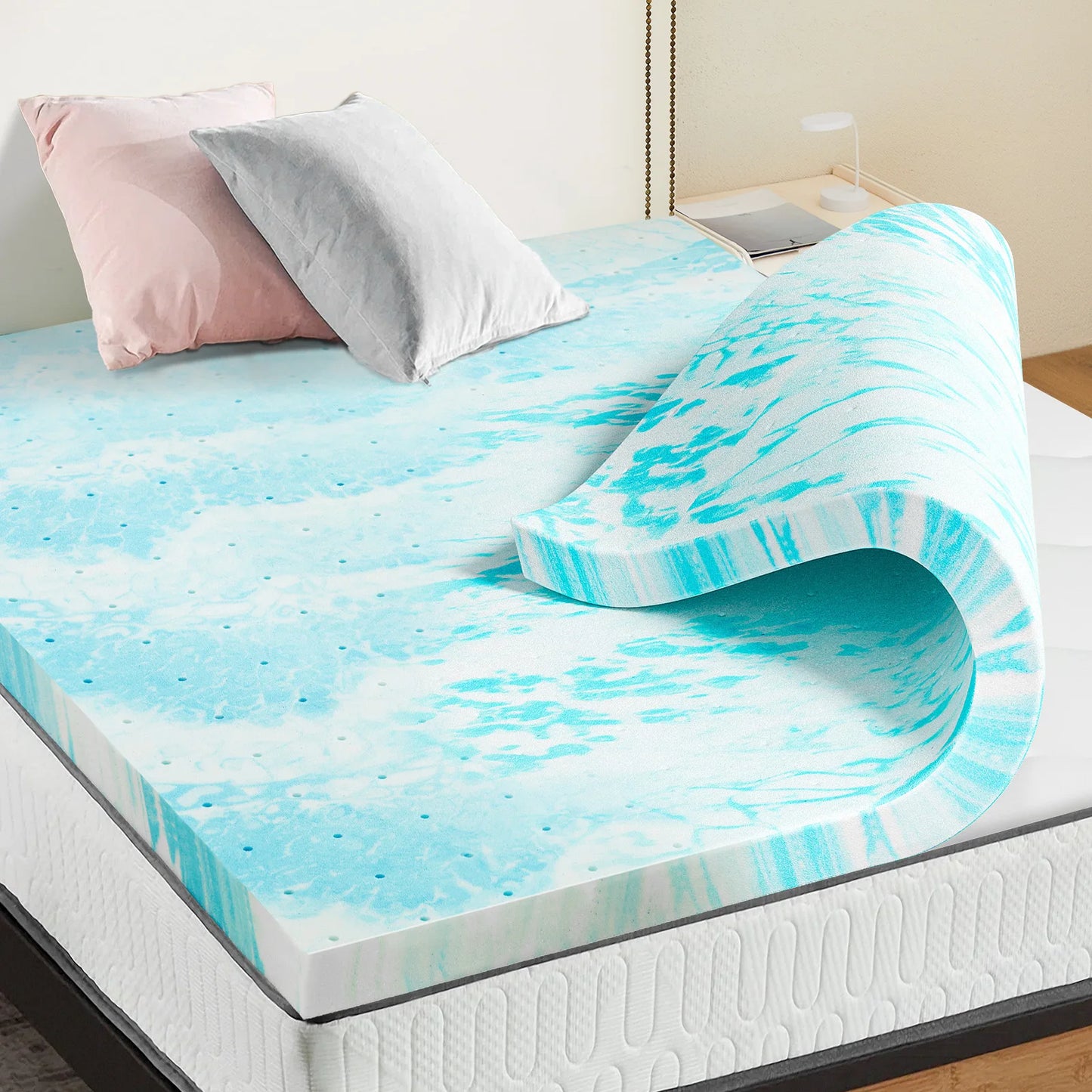 2-3in - SOFT COOLING GEL MEMORY FOAM FULL SIZE MATTRESS TOPPER