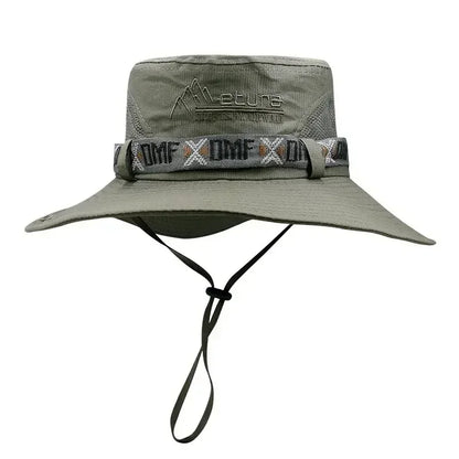 Summer Men Bucket Hat Outdoor UV Protection Wide Brim Panama Safari Hunting Hiking Hat Mesh Fisherman Hat Beach Cap 2035