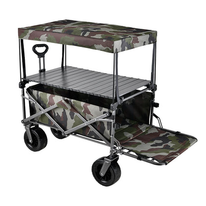 DOUBLE LAYER PORTABLE ROTATING WHEEL CAMPING/UTILITY CART
