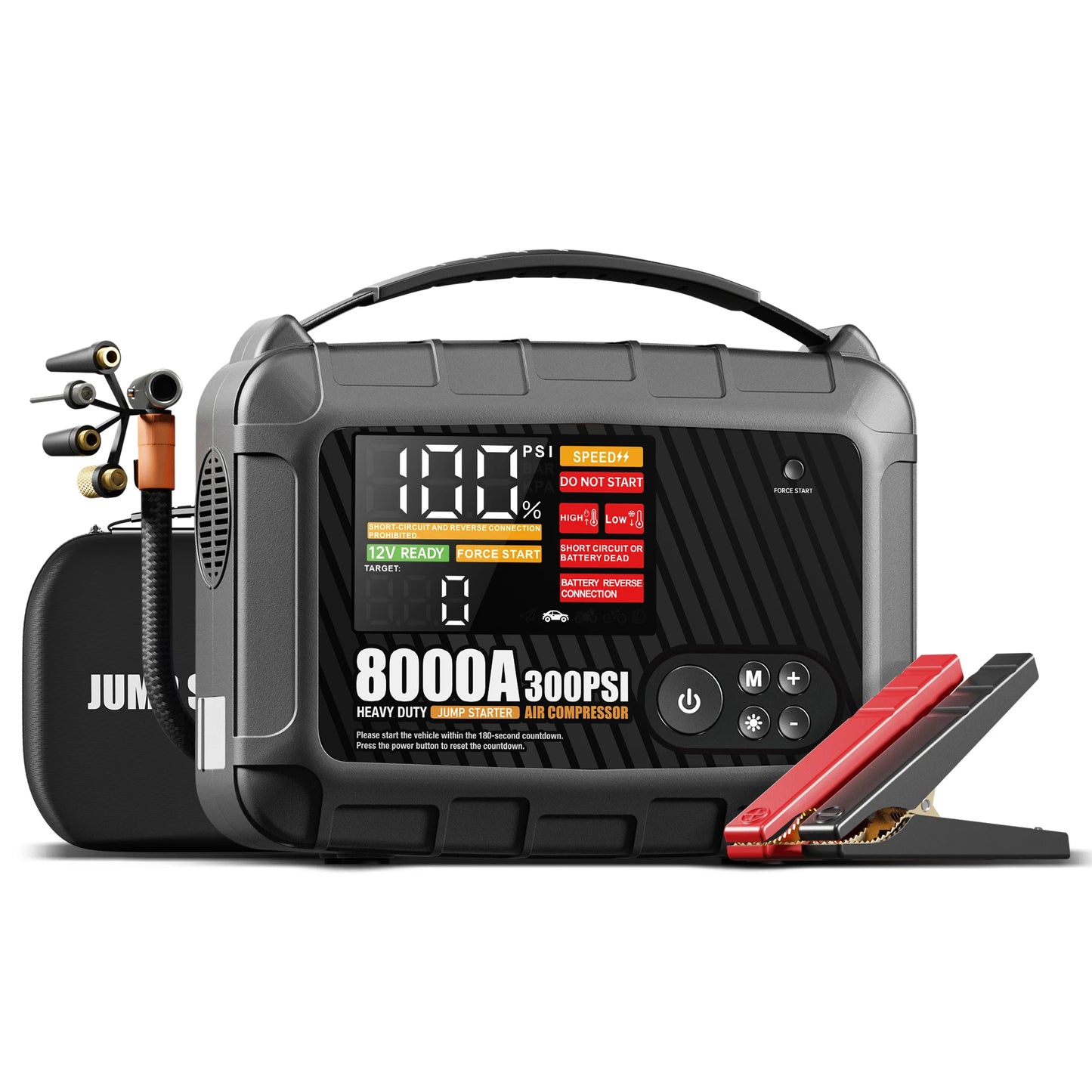 12V, 8000A - PROFESSIONAL HEAVY-DUTY CAR JUMP STARTER/CHARGER