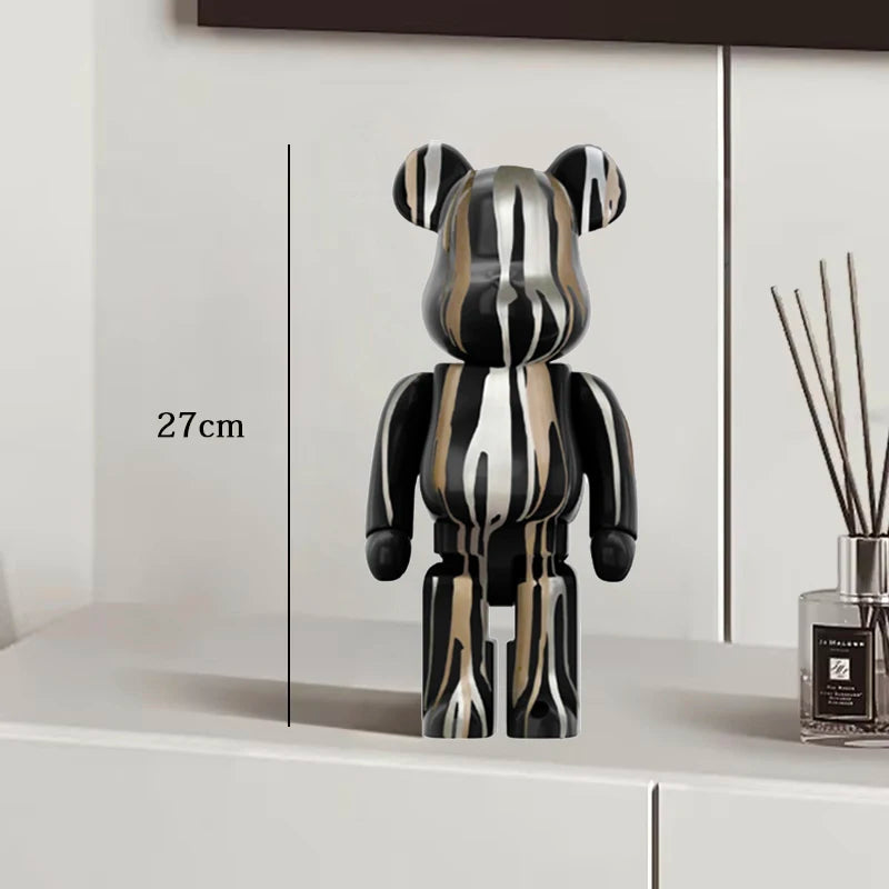 27cm - PAINTED GRAFFITI BEAR RESIN DESKTOP STATUE/ORNAMENTS