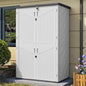 51.96in x 74.8in x 28.34in - RESIN OUTDOOR STORAGE SHED W/METAL SHELF & FLOOR KIT