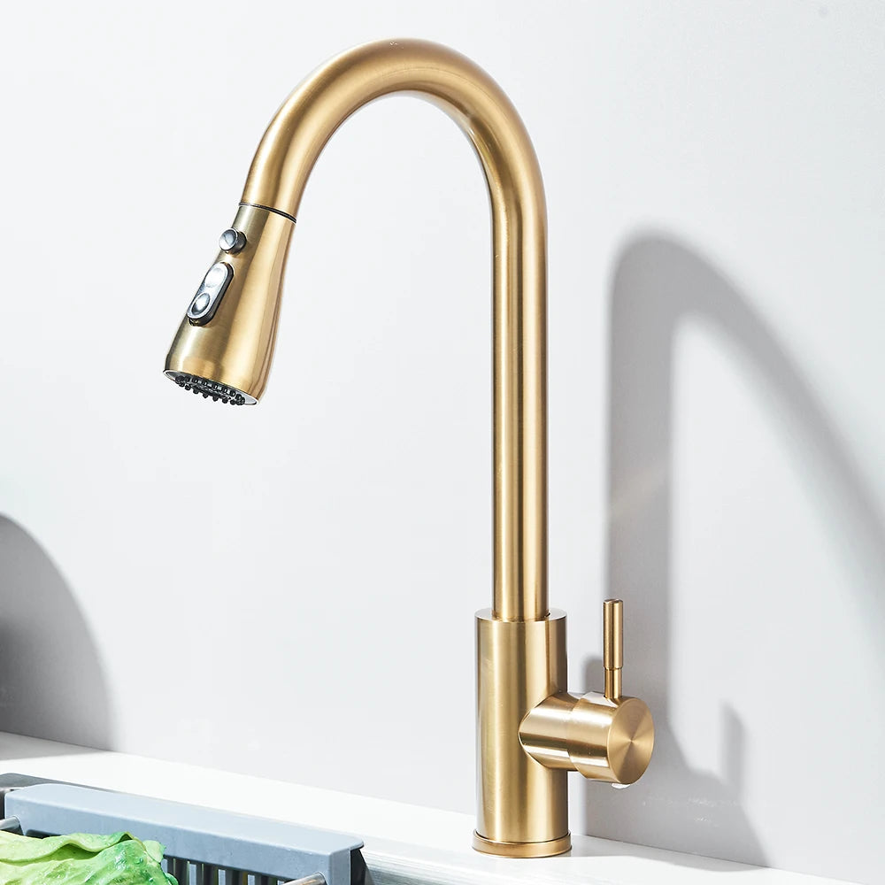 SINGLE-HANDLE BRUSHED NICKEL KITCHEN SINK FAUCET