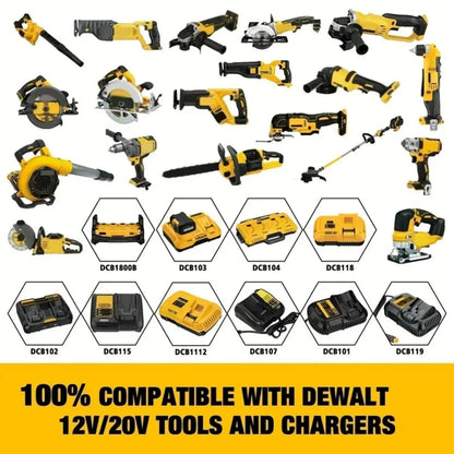 2-PACK, 20V, 8000mAh - REPLACEMENT LITHIUM BATTERIES TO FIT DEWALT TOOLS