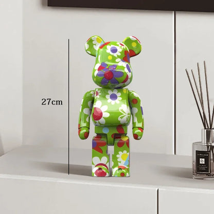 27cm - PAINTED GRAFFITI BEAR RESIN DESKTOP STATUE/ORNAMENTS