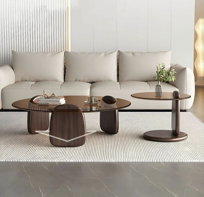 20"/31.5"/35.5", SET OF 2 - ROUND RUSTIC ACCENT LOW COFFEE NESTING TABLES