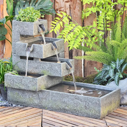 32.5in x 16.5in x 26.4in - 5-TIER INDOOR/OUTDOOR CASCADING WATERFALL/FOUNTAIN W/LED LIGHTS
