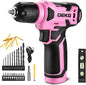 8V, 3/8" Pink Cordless Drill Set with Keyless Chuck