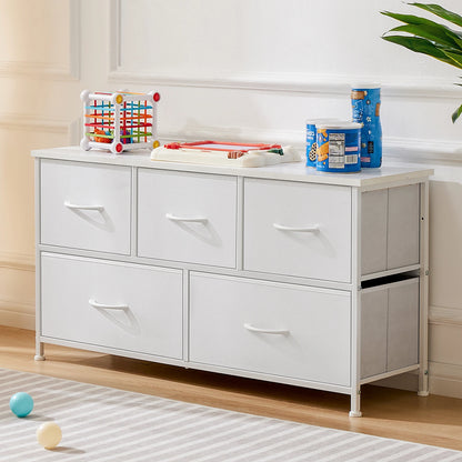 5-FABRIC DRAWERS DISPLAY WARDROBE W/STEEL FRAME STORAGE DRESSER