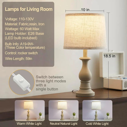 Set-of-2pcs, 18.5in - VINTAGE FARMHOUSE STYLE CERAMIC TABLE LAMPS