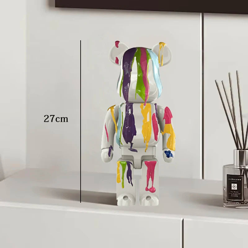 27cm - PAINTED GRAFFITI BEAR RESIN DESKTOP STATUE/ORNAMENTS