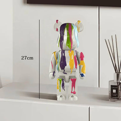 27cm - PAINTED GRAFFITI BEAR RESIN DESKTOP STATUE/ORNAMENTS