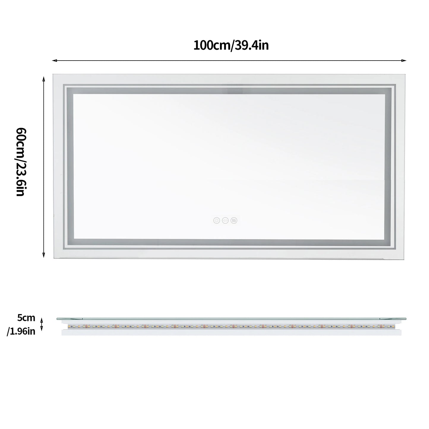 JUMBO-LARGE ILLUMINATED FRONT & BACKLIT LIGHTS VANITY MIRROR