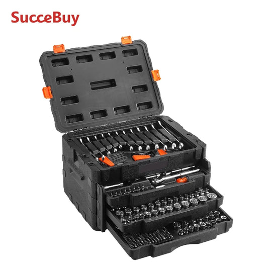 450-Pieces - Mechanics Tool Set and Socket Set 1/4" 3/8" 1/2" Drive