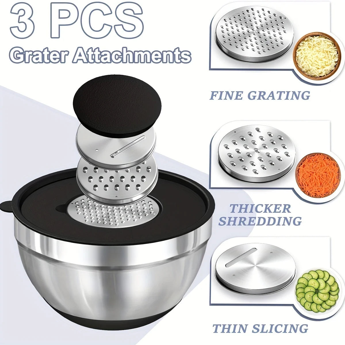 8pcs - STAINLESS STEEL KITCHEN MIXING BOWLS W/AIRTIGHT LIDS