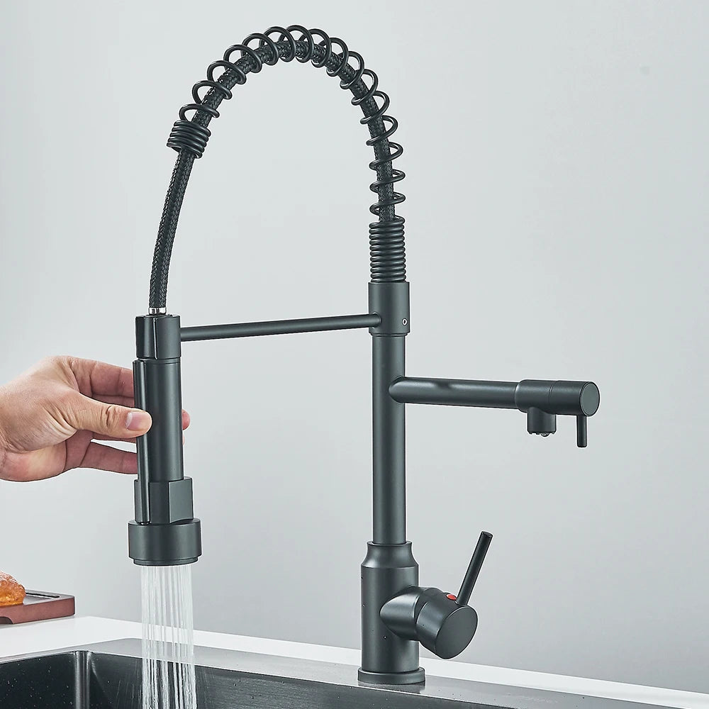 PULL-DOWN CRANE STYLE SPRING KITCHEN SINK FAUCET