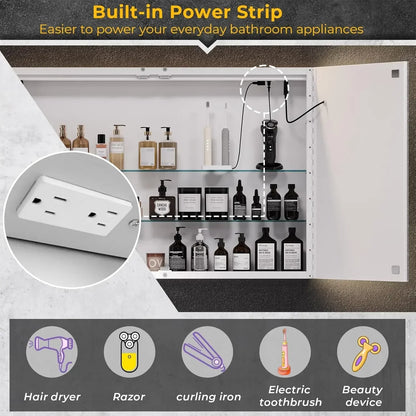 LED LIGHTED WALL MOUNTED MEDICINE CABINET W/MIRROR