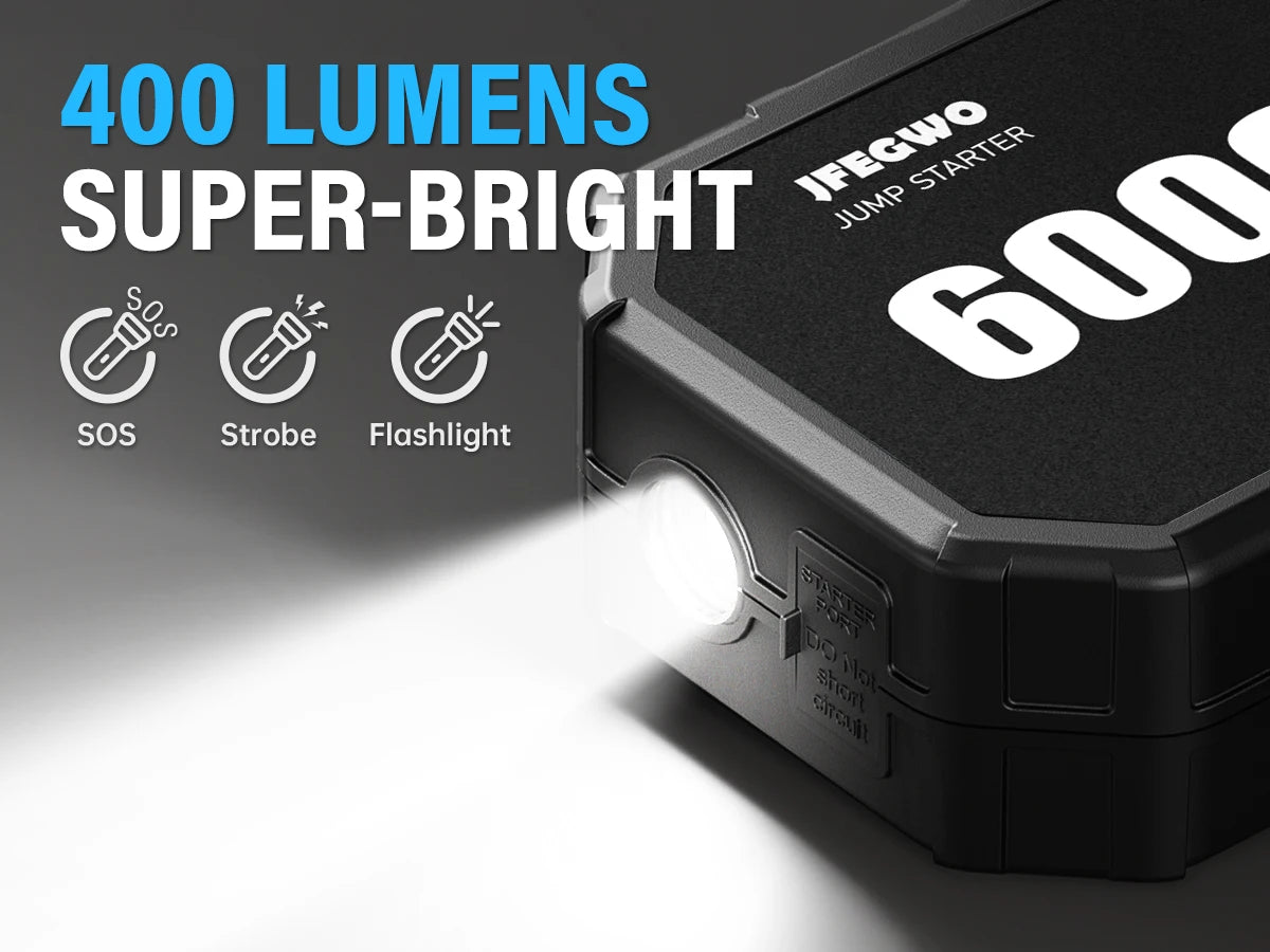 12V, 6000A - PORTABLE JUMP STARTER POWER BANK CHARGING DEVICE