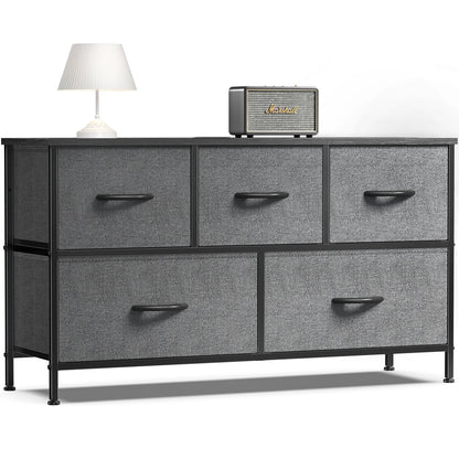 5-FABRIC DRAWERS DISPLAY WARDROBE W/STEEL FRAME STORAGE DRESSER