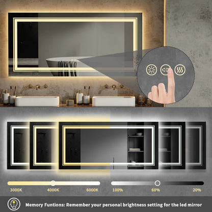 48 inches X 24 inches - LED LIGHTED VANITY MIRROR W/MEMORY, ANTI-FOG