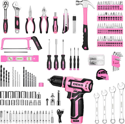 12 Volt - HOME MECHANIC TOOLBOX W/CORDLESS DRILL & HAND TOOLS